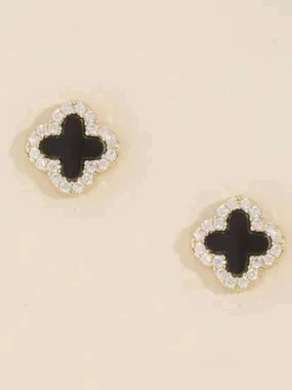 PAVE CZ HALO CLOVER STUD EARRINGS (8708)